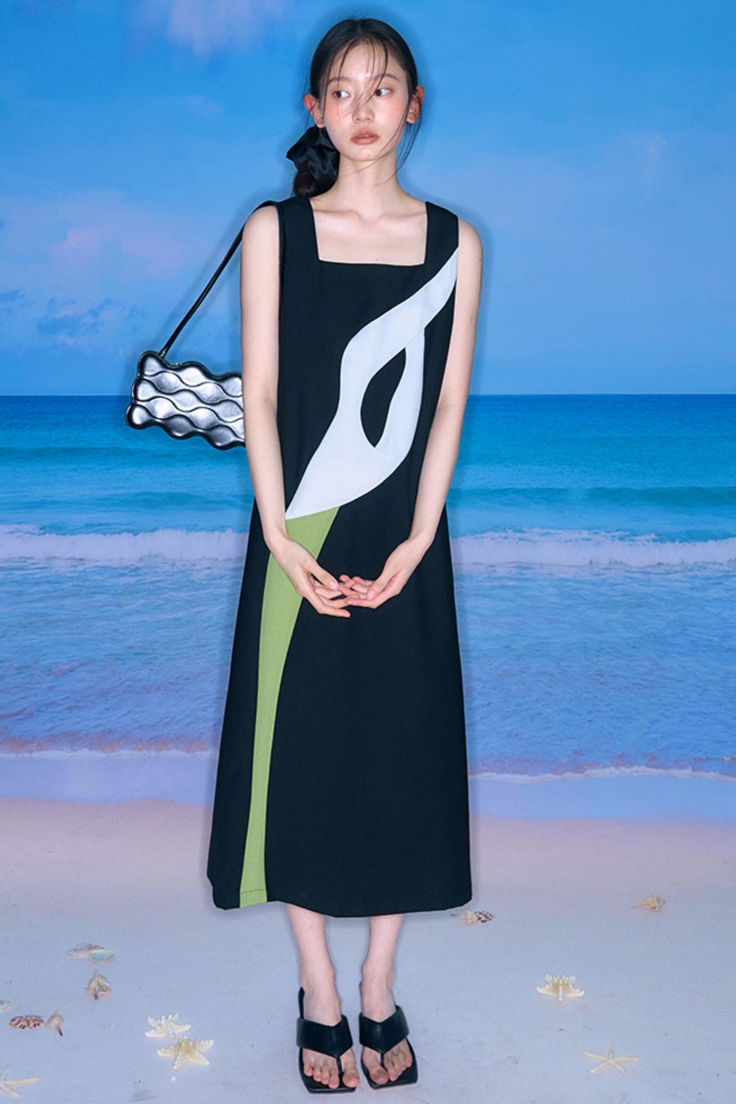 Calla-Lilien-Patchwork-Trägerkleid