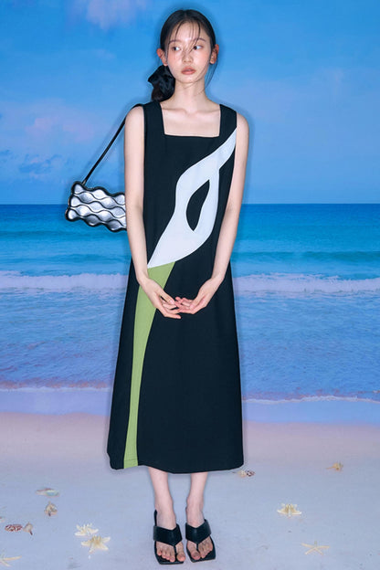 Calla-Lilien-Patchwork-Trägerkleid