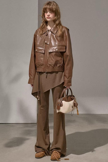 Patchwork Irregular Flared Pants