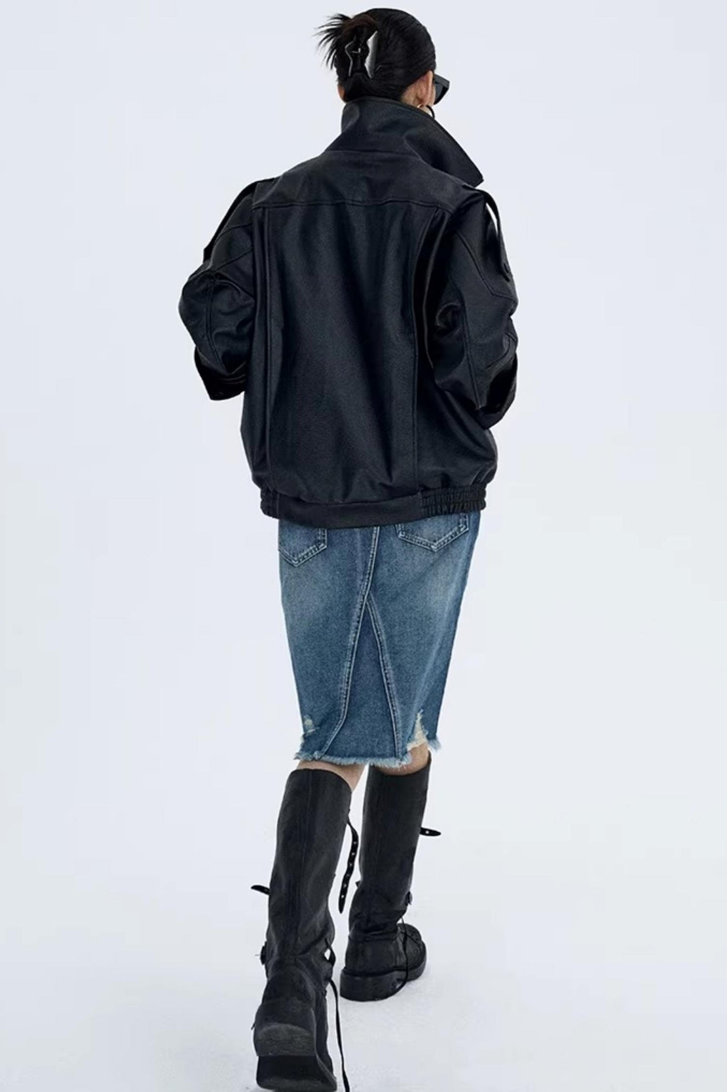 Retro Lychee Pattern Leather Jacket