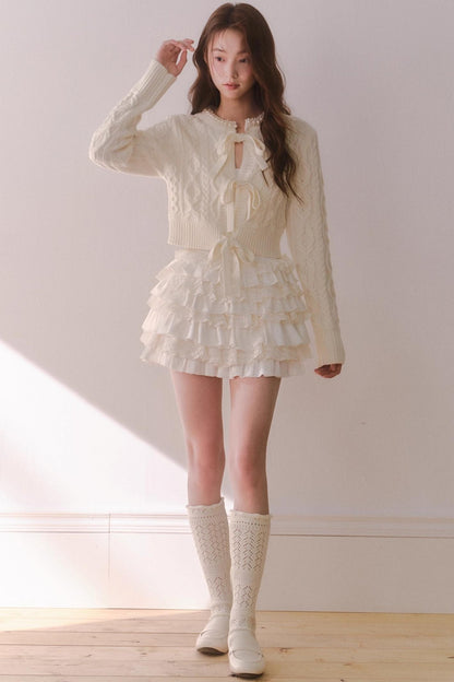 Retro Crochet Pearl Cardigan