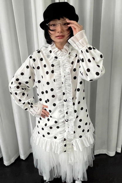 Polka Dot Lace Blouse Top