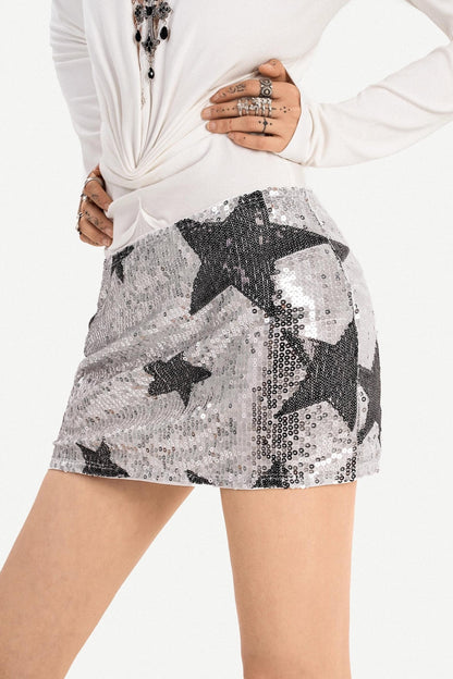 Y2K Metallic Sequin Mini Skirt