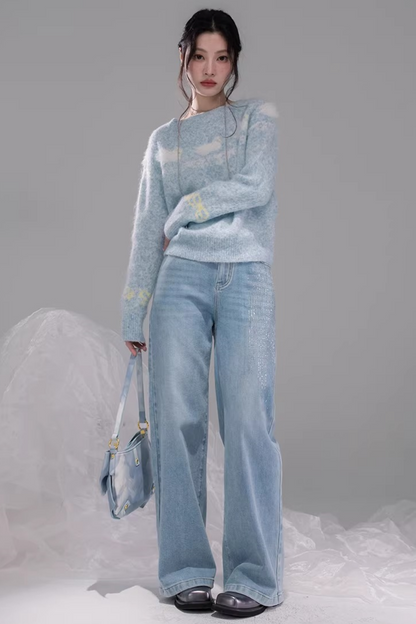 Jeans mit Sternenhimmel-Strasssteinen