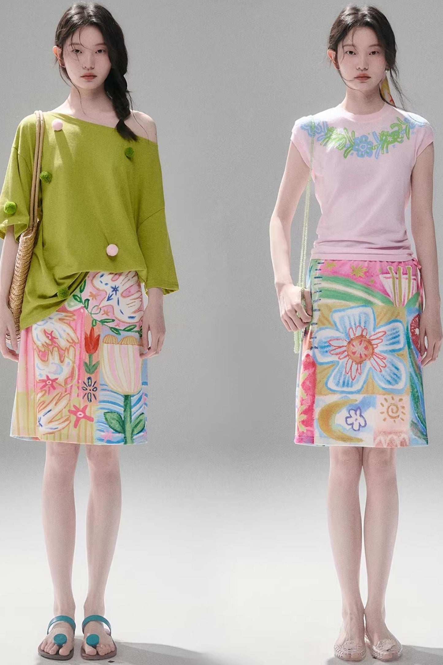 Reversible Bird and Tulip Skirt