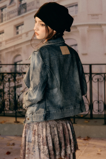 Vintage Süßes Denim-Jacke