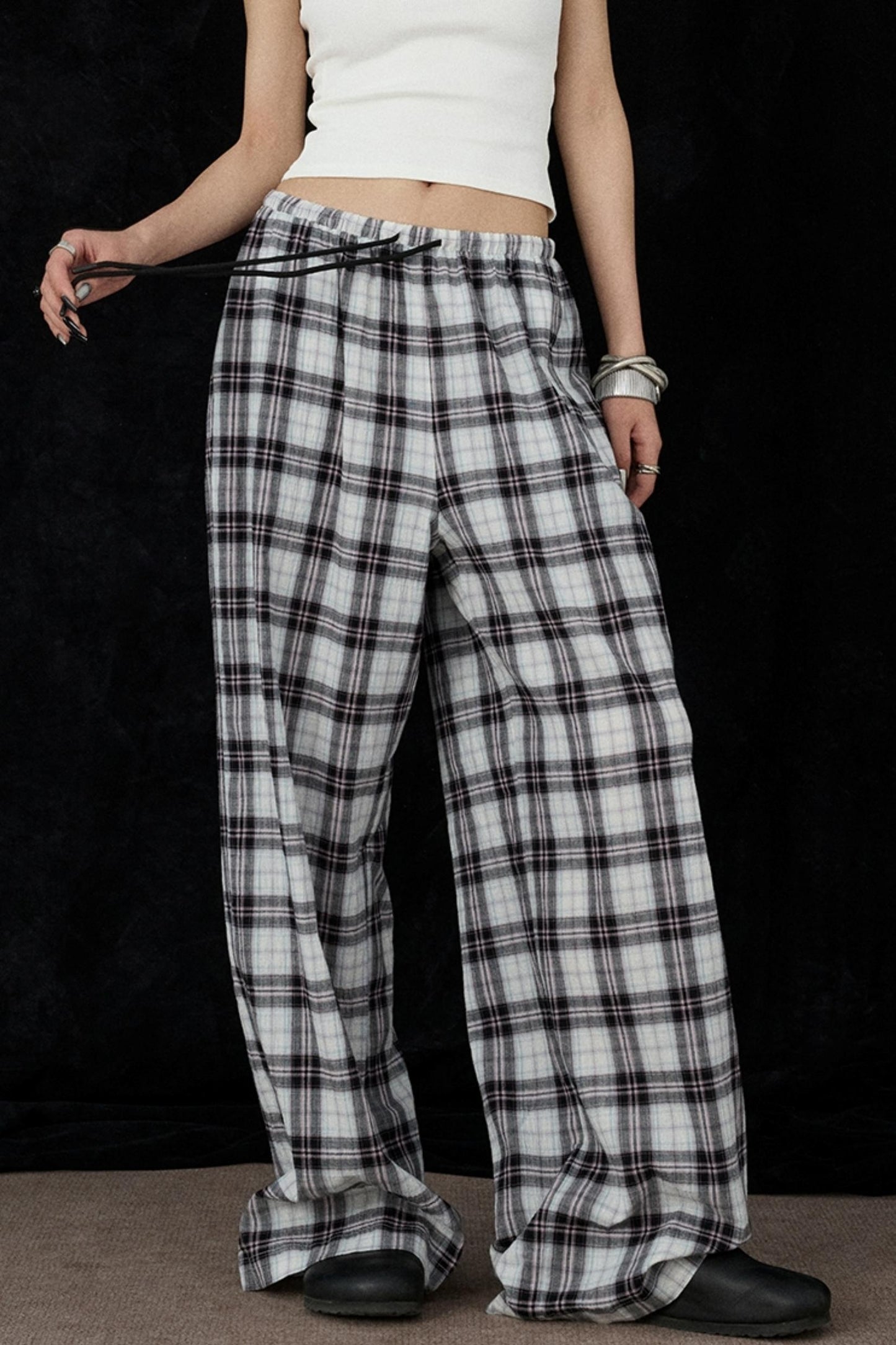 Plaid Wide-Leg Pants