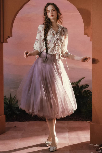 Wisteria Whisper Chiffon Blouse