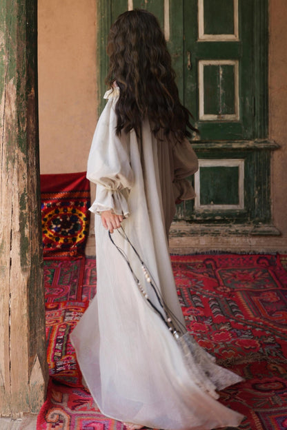 French Romantic Lace Neck Long Dress