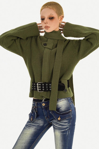 Retro Stand-Up Collar Cardigan