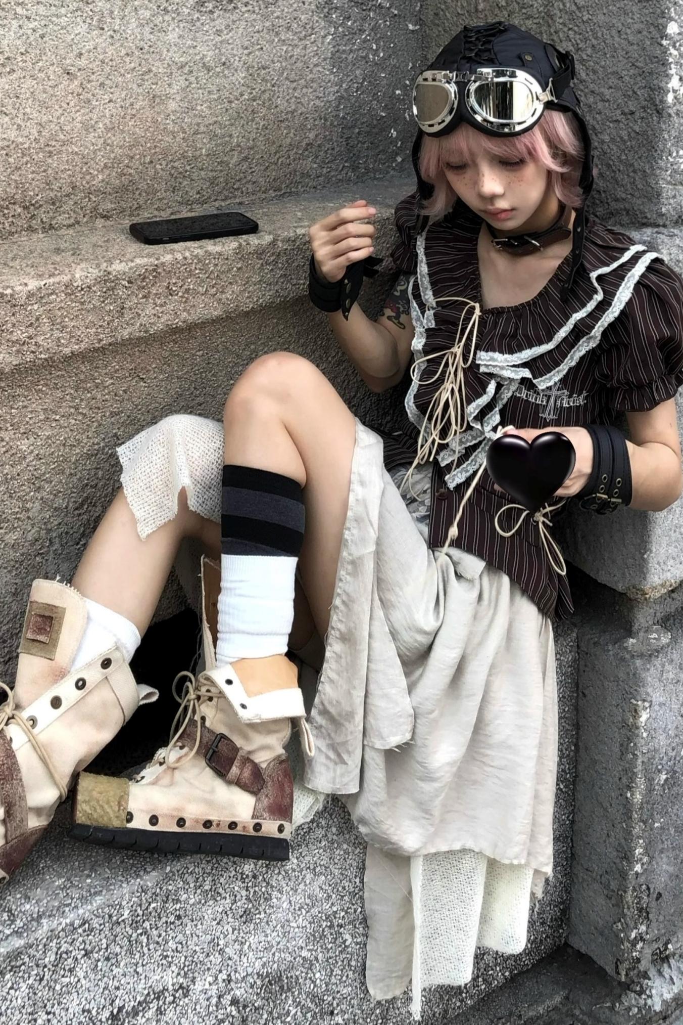 Irregular Splicing Print Skirt