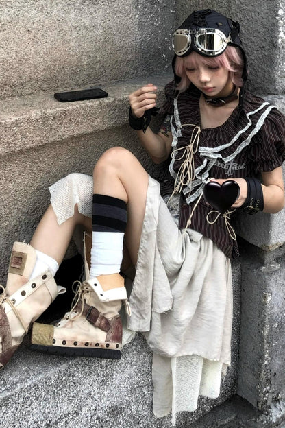 Irregular Splicing Print Skirt