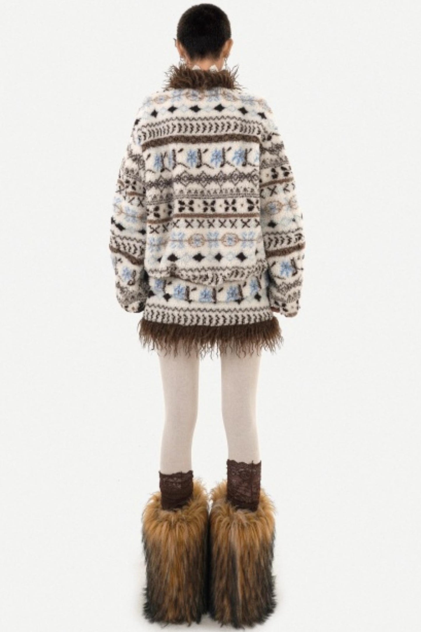 Fair Isle Lamb Wool Coat