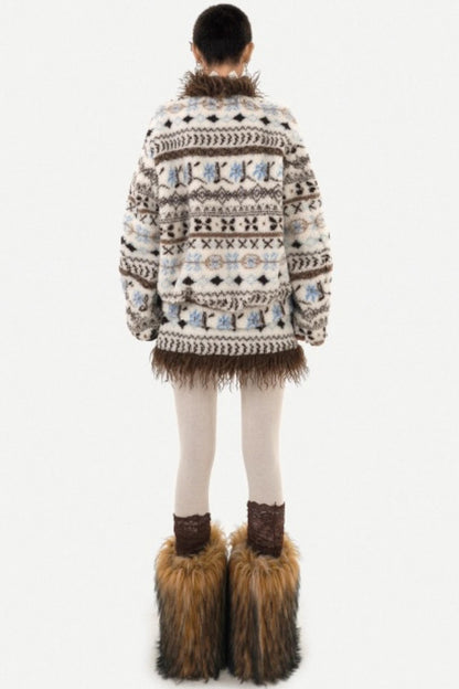 Fair Isle Lamb Wool Coat