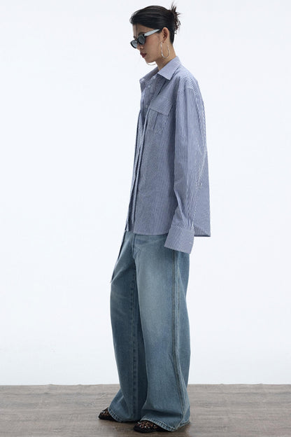 Blue And White Stripe Shirt