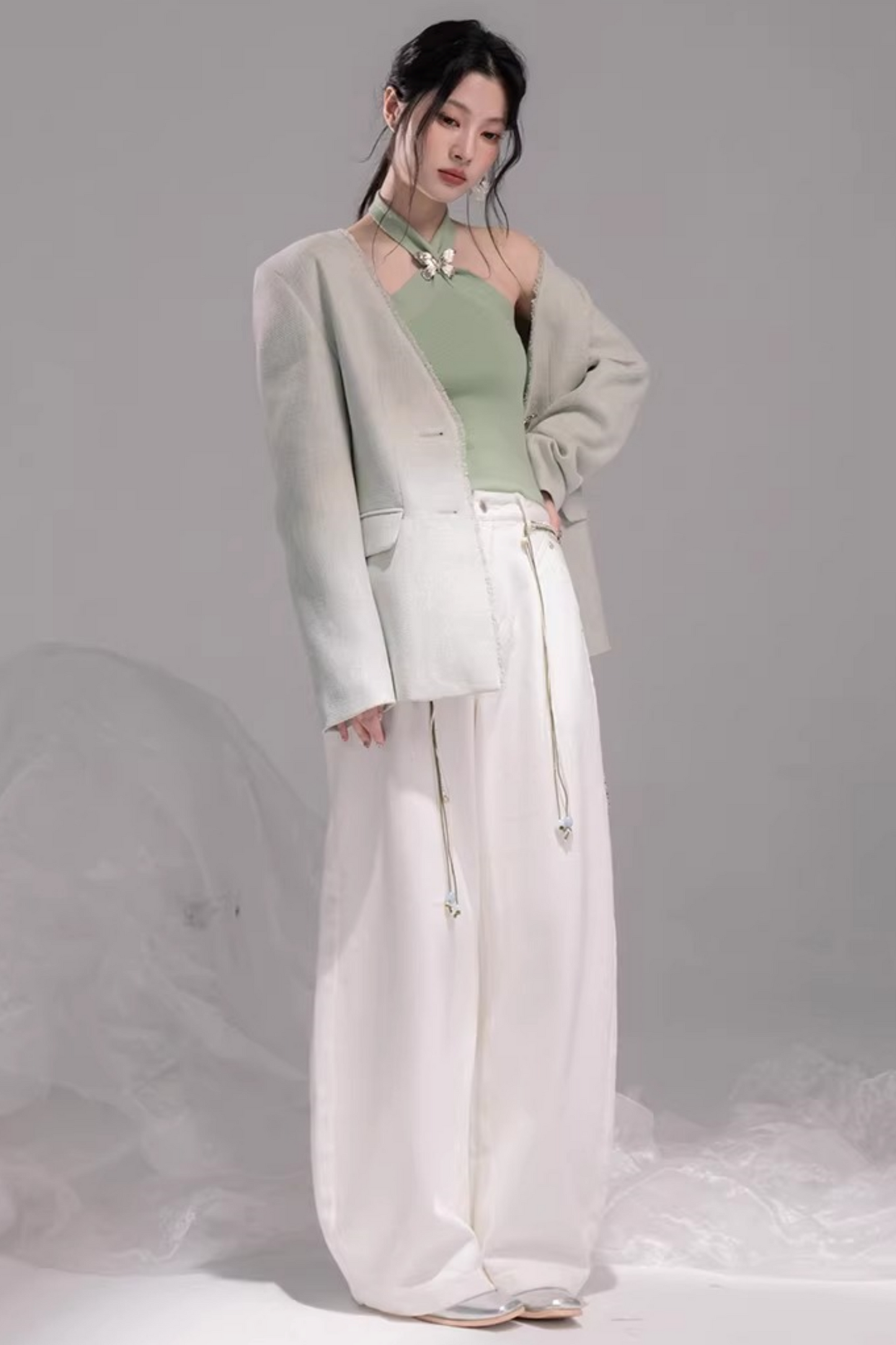 Stone White Lyocell Jeans Set