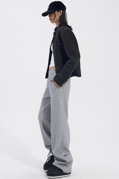 Solid V-Waist Fleece Pants