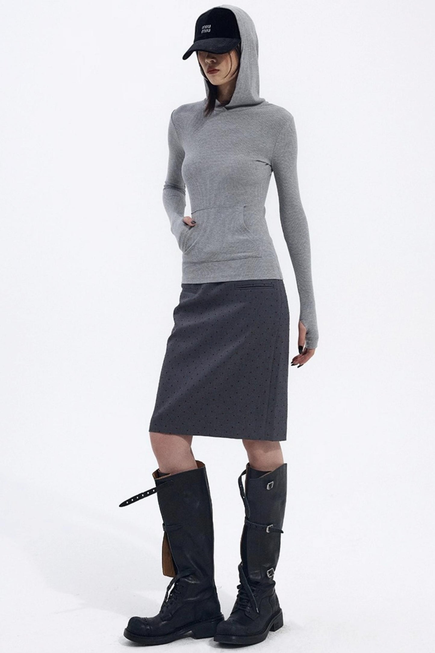 Gray Hooded Winter Sweater