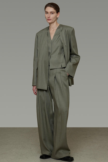 Autumn Draped Loose Vest Skirt Set-Up