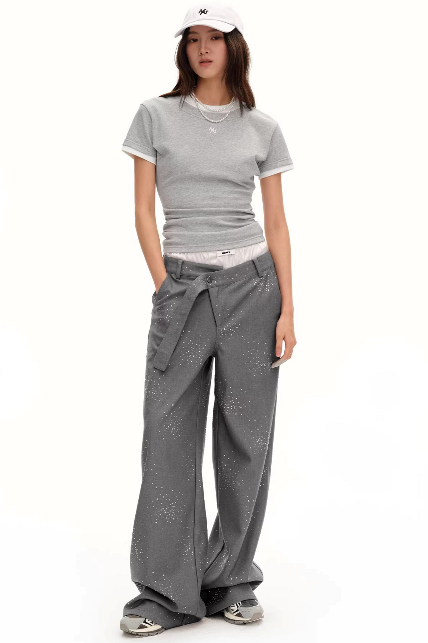Color-Block Ruched Slim Tee