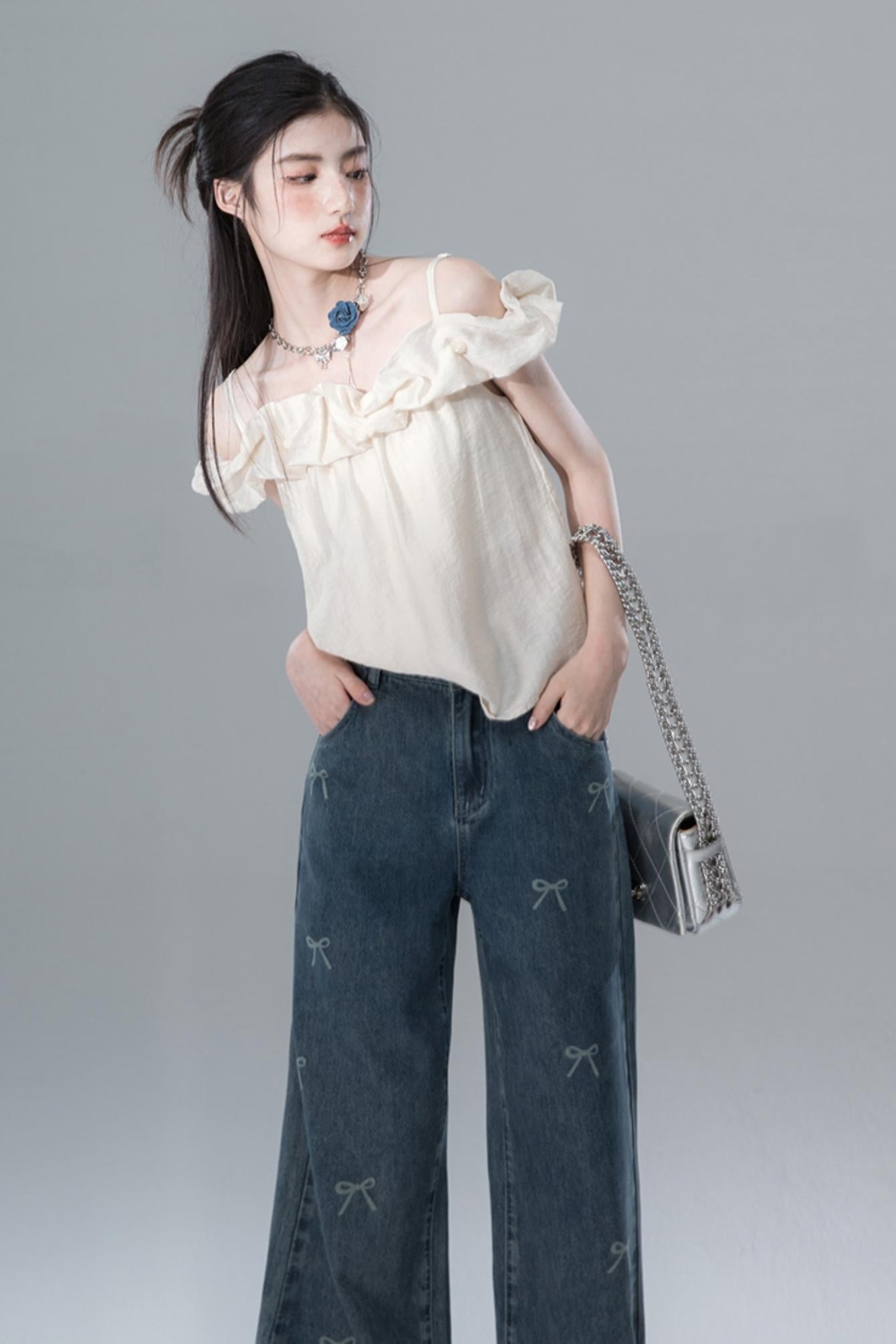 Sea Blue Bow Tie Jeans