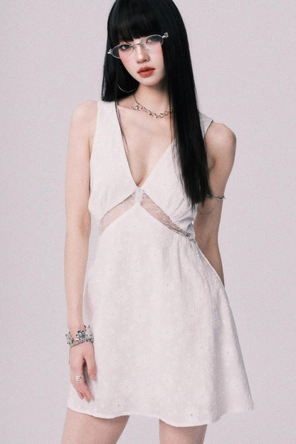 Summer Lace V-Neck Vest Dress