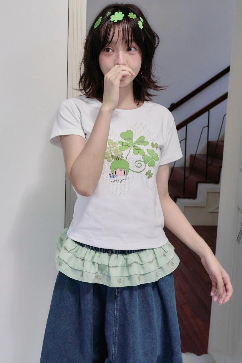Four-Leaf Clover Print T-Shirt