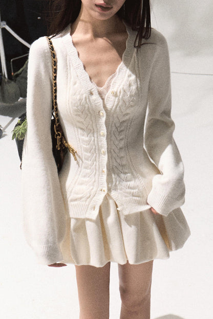 Obscure V-Neck Knitted Cardigan