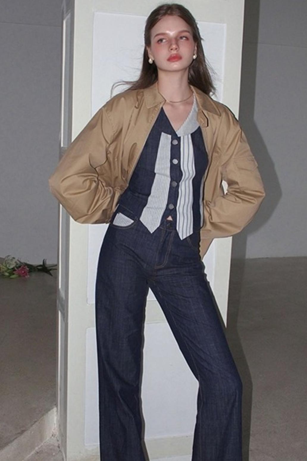 Washed Denim Pants Set-Up