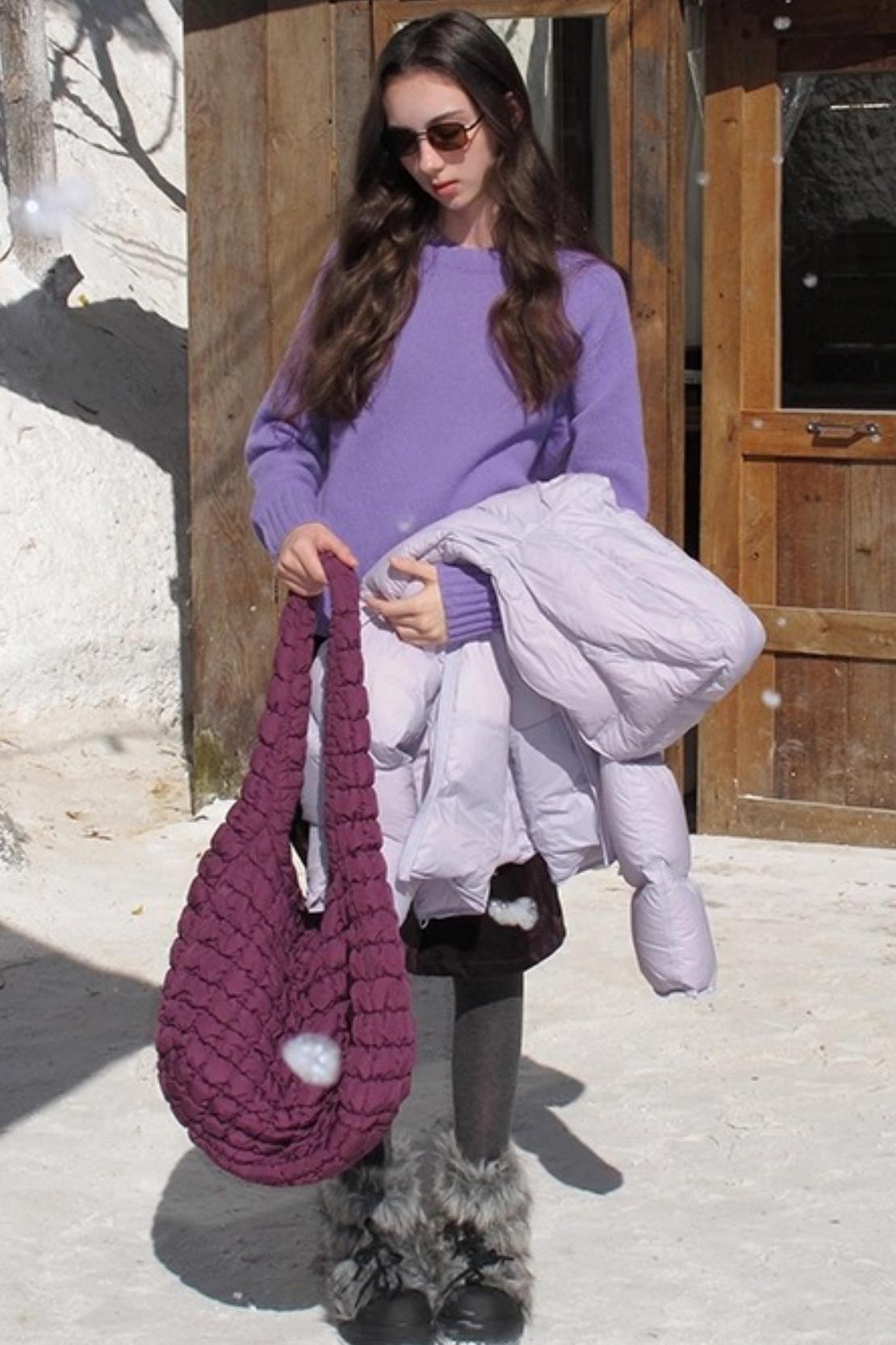 Mint Violet Slanted Hem Sweater