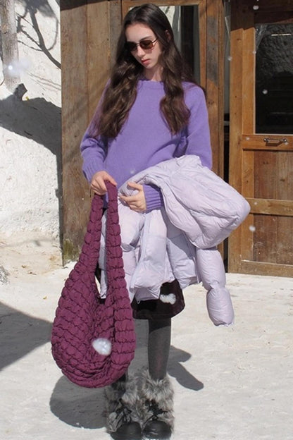 Mint Violet Slanted Hem Sweater