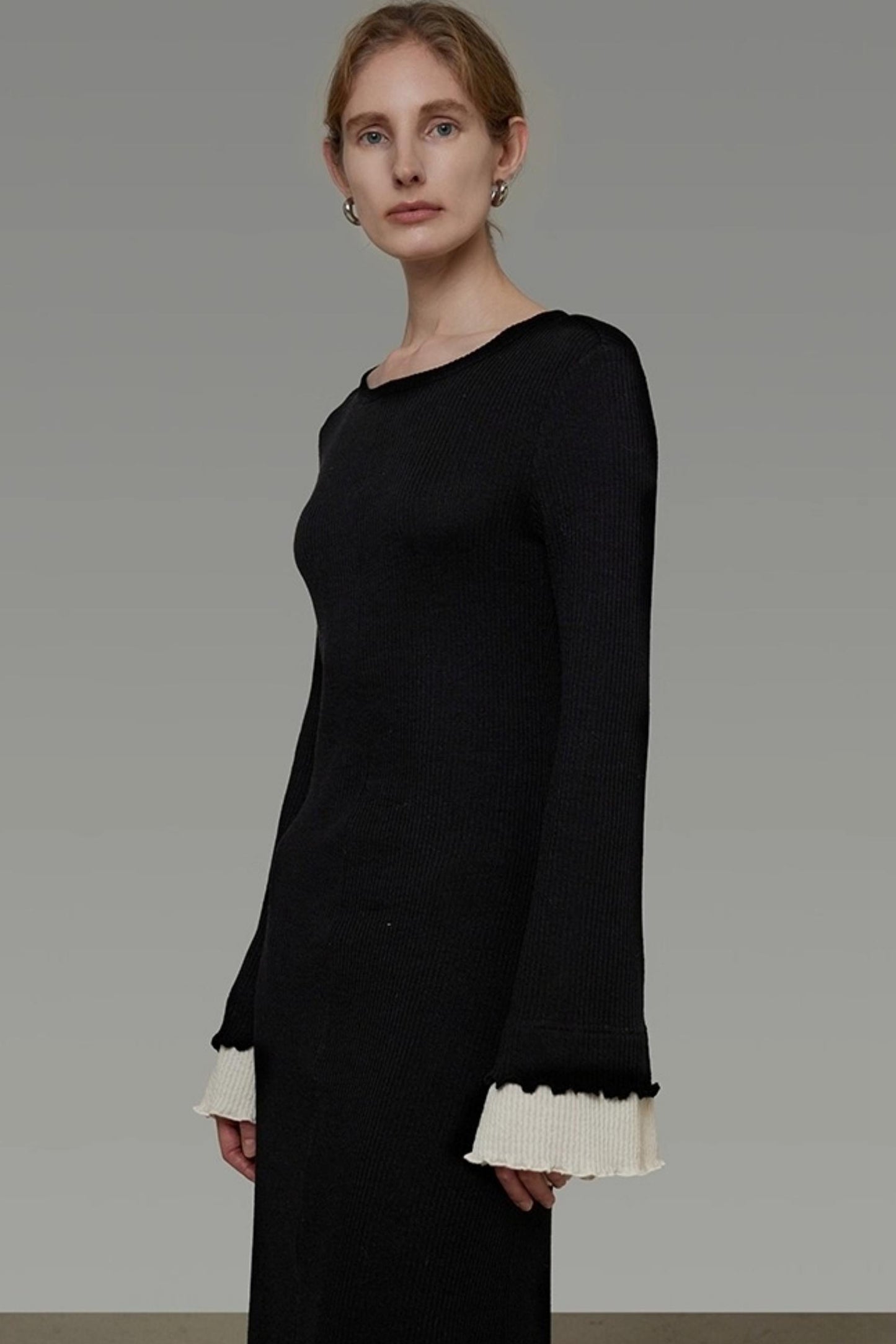 Flared Sleeve Slimming Dress