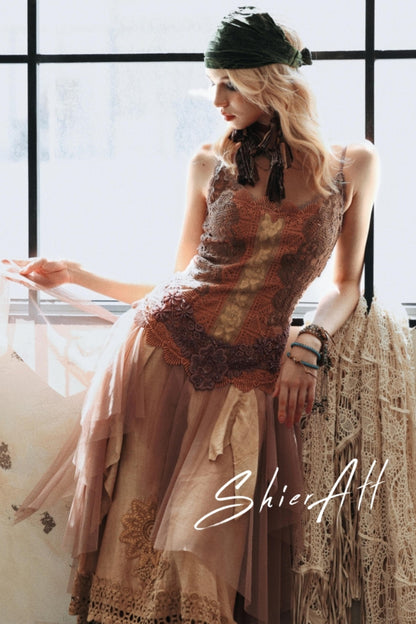 Vintage Elf Embroidered Dress