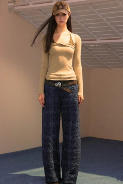 Color-Block Halter Knit Sweater