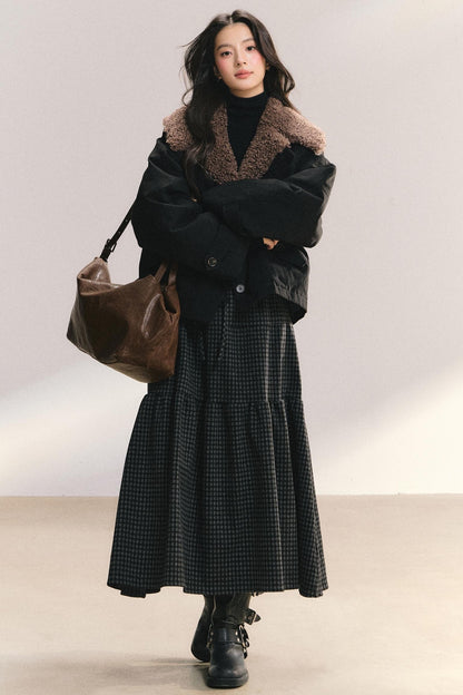 Large Fur Collar Wool Coat