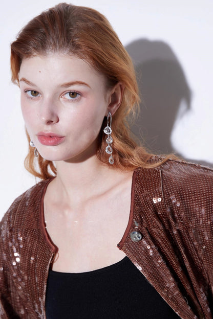 Exquisite Water Drop Zirconia Tassel Earrings