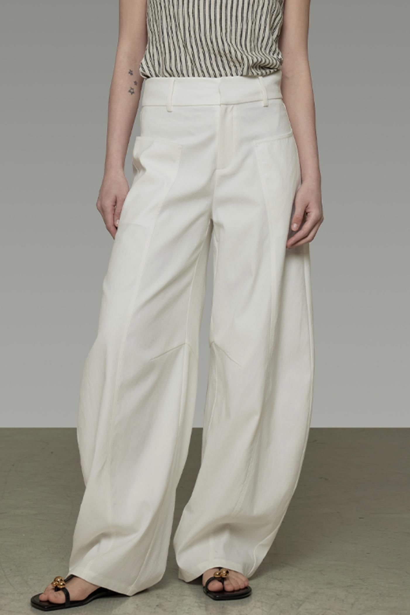 Sickle Arc High-Waisted Wide-Leg Pants