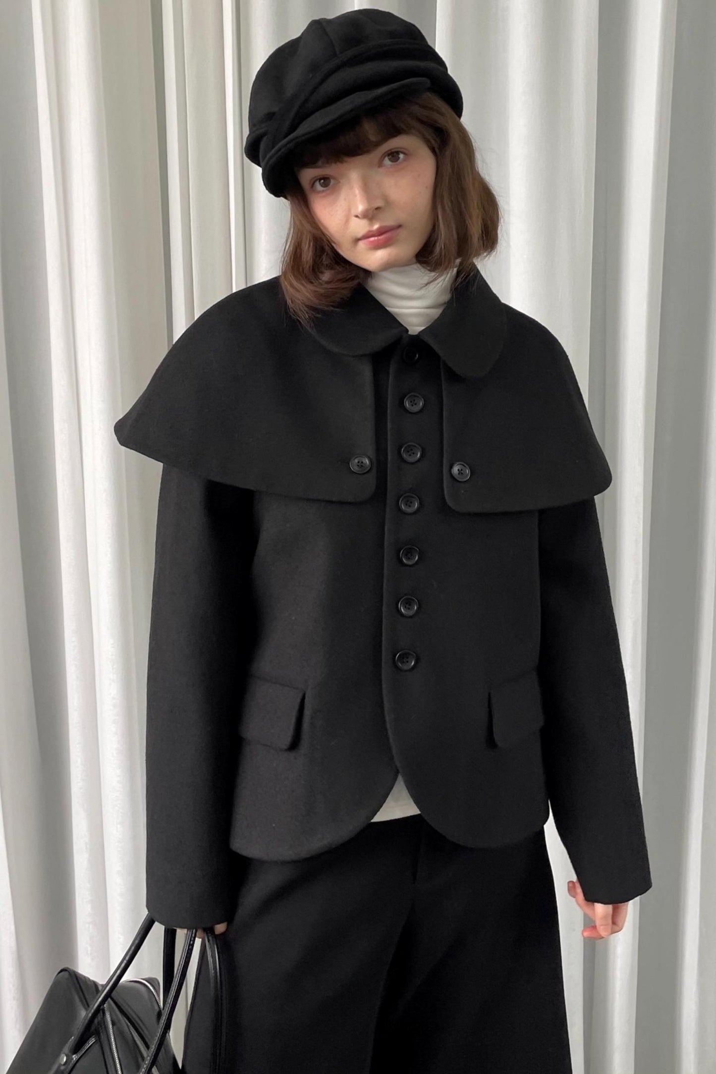 Versatile Black Woolen Suit Jacket