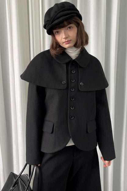 Versatile Black Woolen Suit Jacket