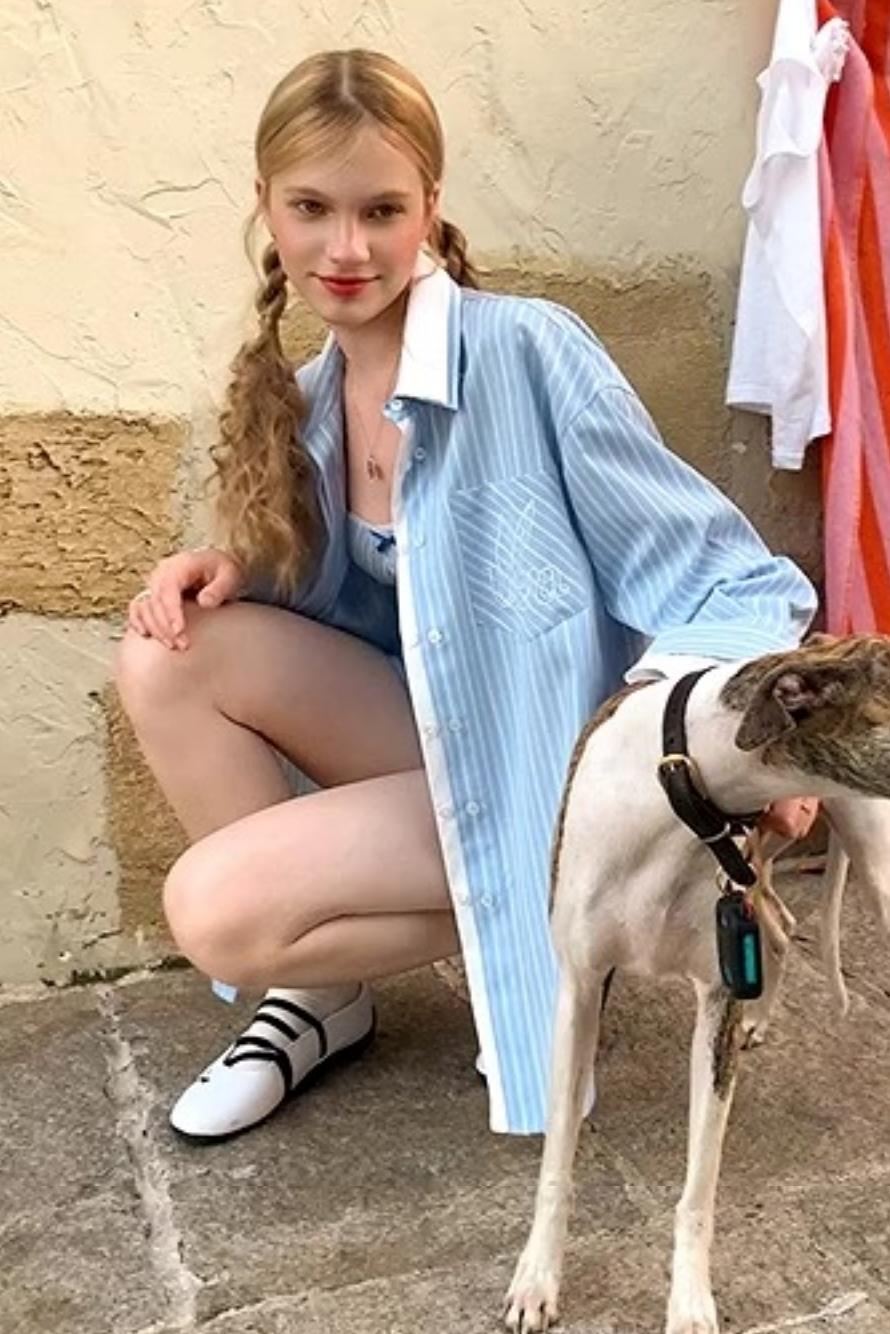 Blue Striped Lace Cami & Shorts Set-Up