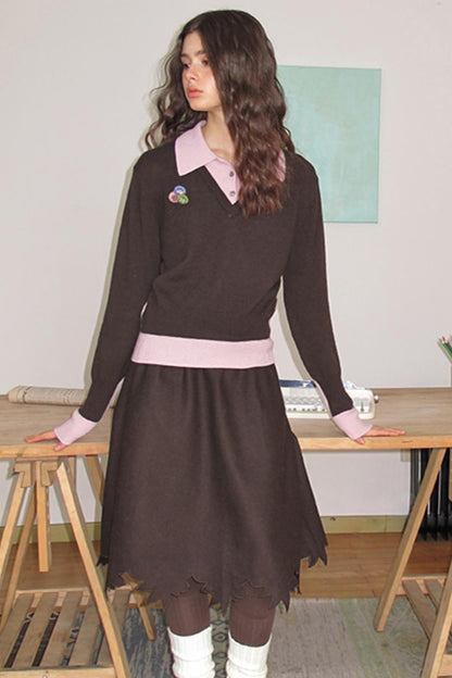 Sakura Brown Wool Top