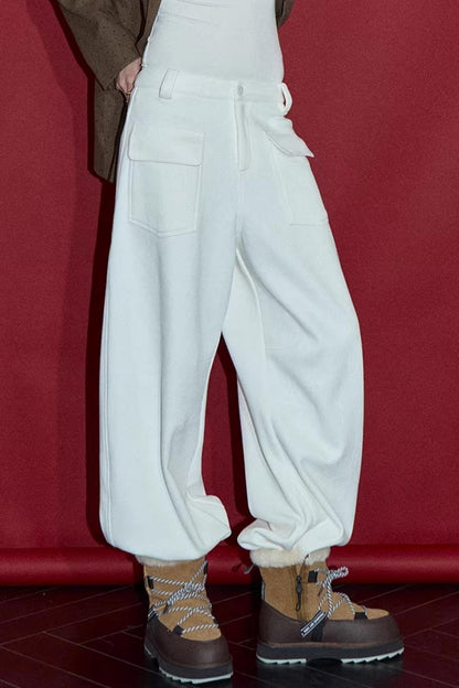 Warm Fleece Wide-Leg Pants