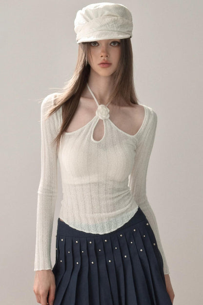 Sweet Lace-Up Knit Top