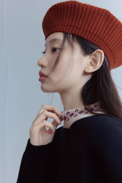 Black Wool Lace Collar Sweater