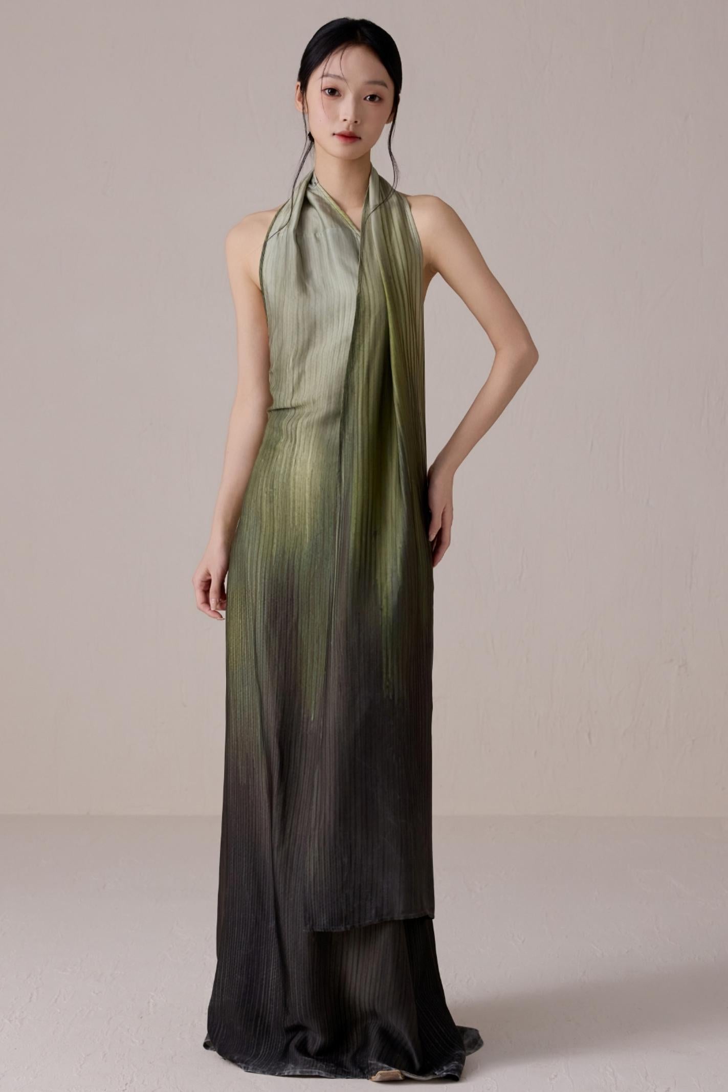 Summer Gradient Color Flutter Dress