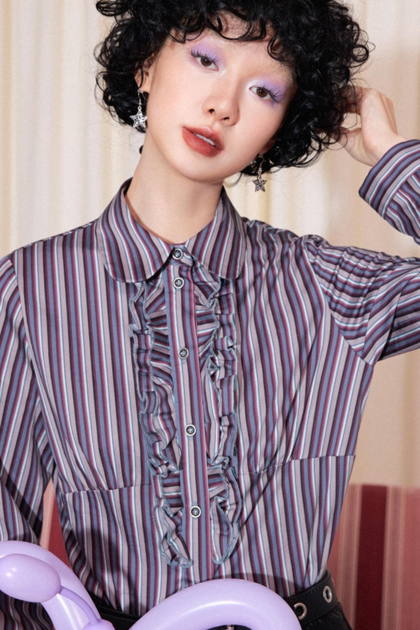 Striped Design Long Sleeve Top