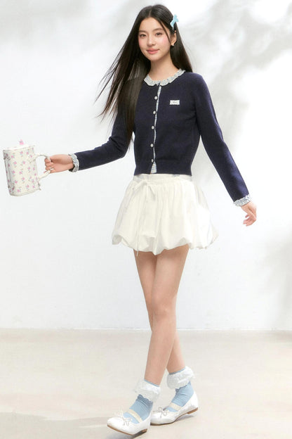 Fake Layered Contrast Knit Top Set-Up