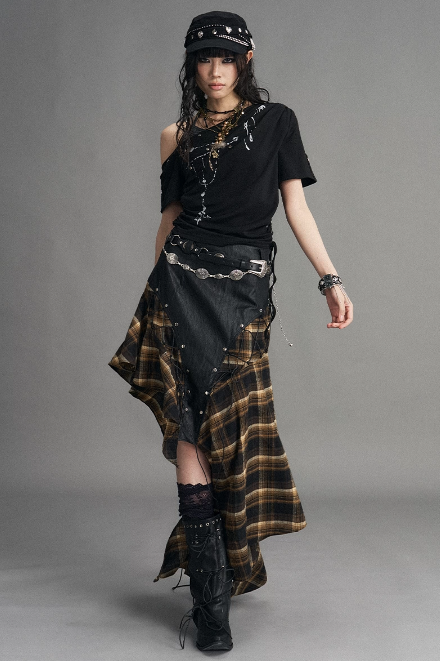 Punk Retro Plaid Skirt