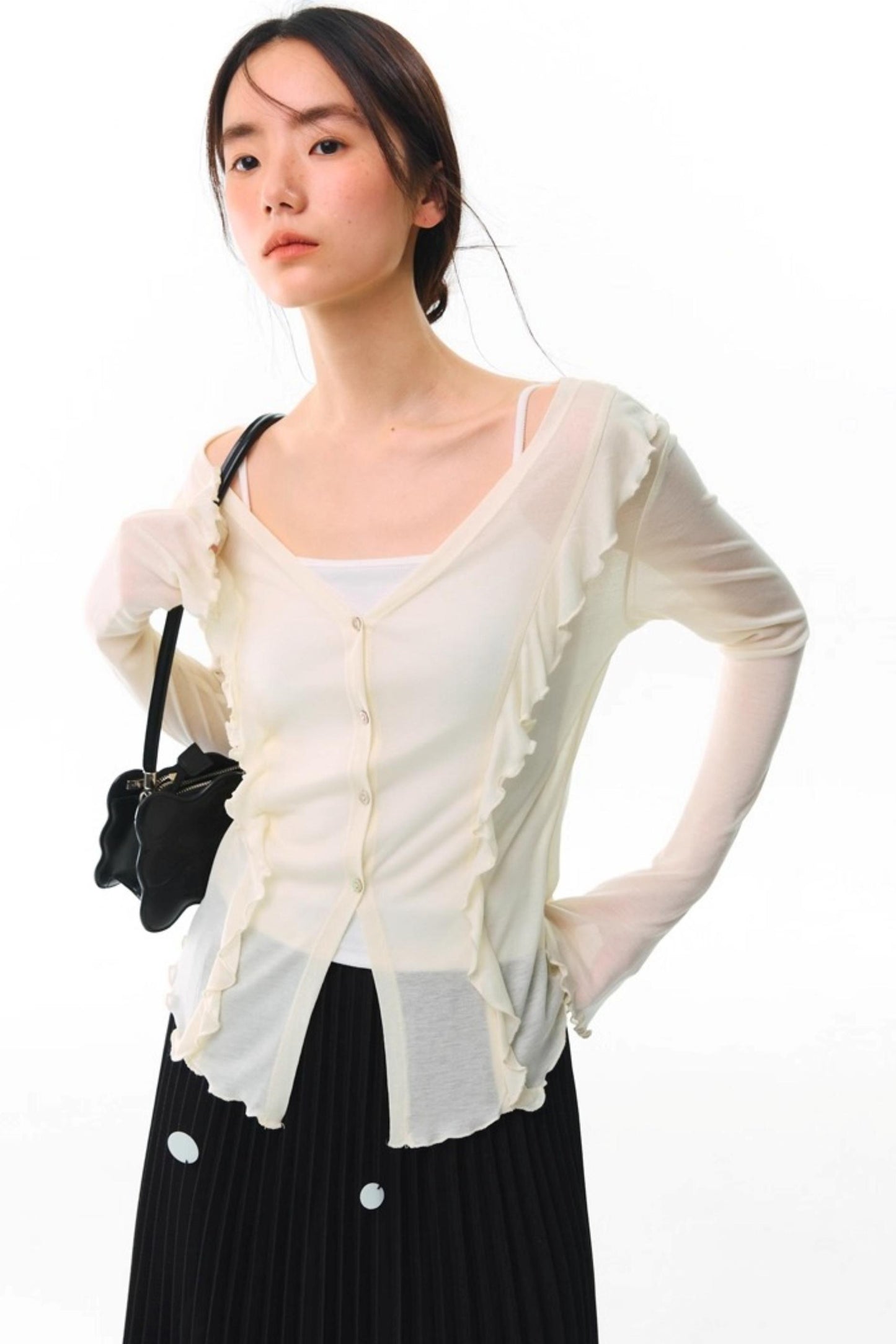 Soft Silhouette Bell Sleeve Knit Cardigan