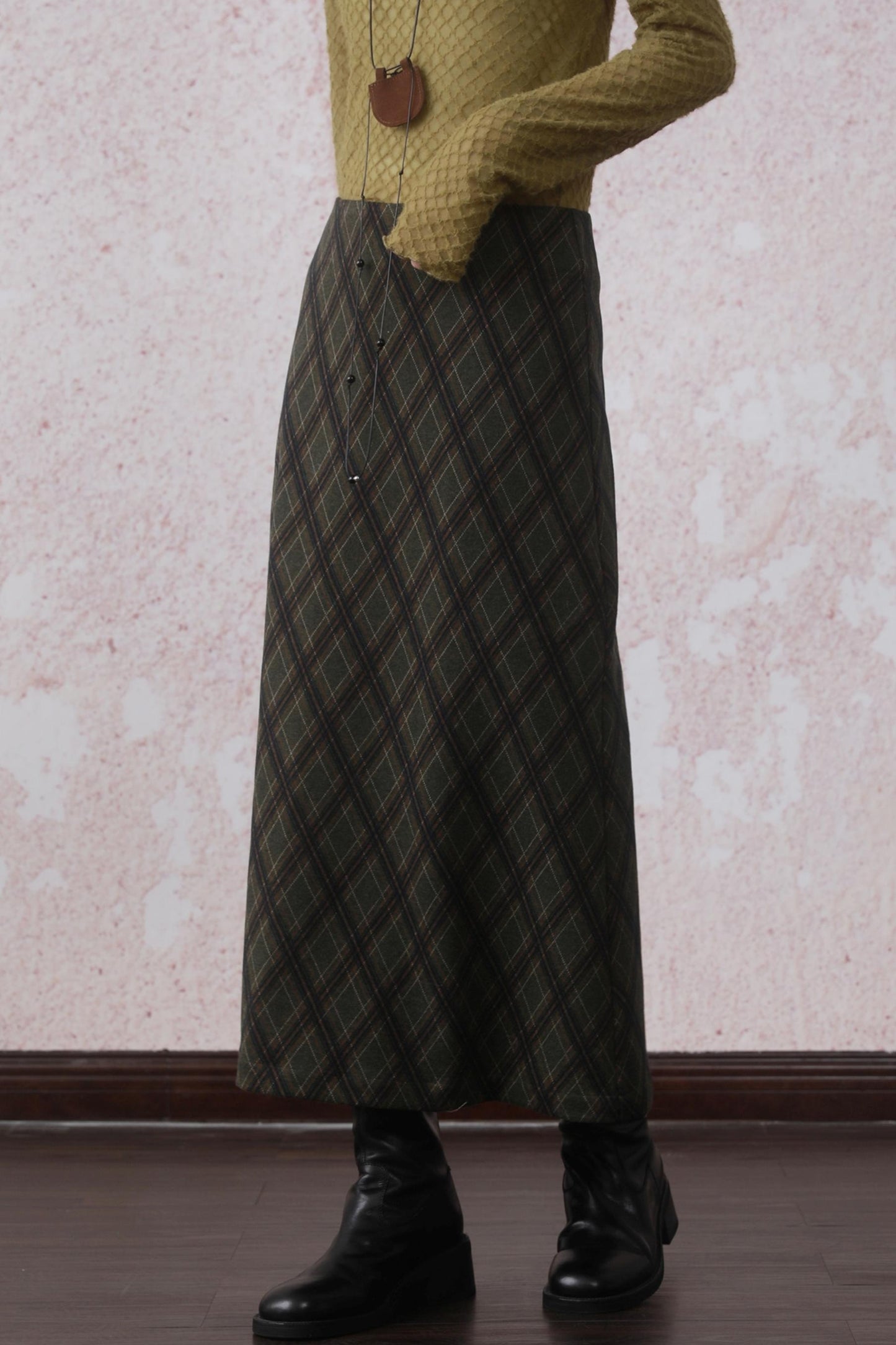 Green Check Pattern Skirt